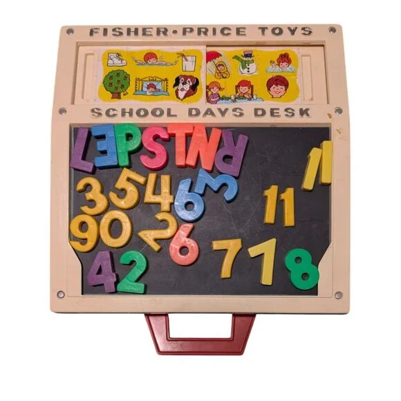 Fisher-Price School Days Desk Vintage Educational Toy Magnetic Letters Numbers - Picture 1 of 13
